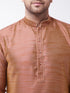 Vastramay Men's Maroon And Rose Gold Silk Blend Kurta With Churidar Set
