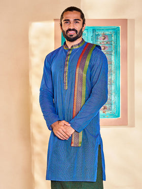 Vastramay Men's Blue Cotton Kurta