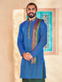 Vastramay Men's Blue Cotton Kurta
