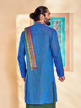Vastramay Men's Blue Cotton Kurta