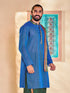 Vastramay Men's Blue Cotton Kurta