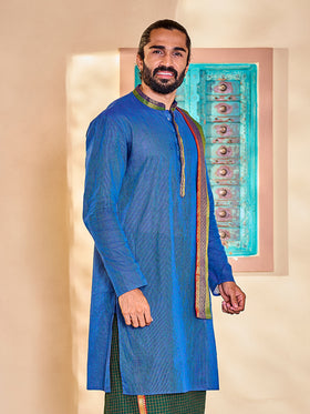 Vastramay Men's Blue Cotton Kurta