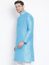 Vastramay Men's Light Blue Cotton Silk Blend Kurta
