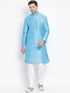 Vastramay Men's Light Blue Cotton Silk Blend Kurta