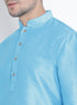 Vastramay Vastramay Men's Light Blue Cotton Silk Blend Kurta and Pyjama Set