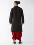 Vastramay Men's Black And Maroon Silk Blend Kurta And Dhoti Set