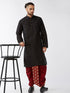 Vastramay Men's Black And Maroon Silk Blend Kurta And Dhoti Set