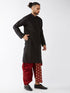 Vastramay Men's Black And Maroon Silk Blend Kurta And Dhoti Set