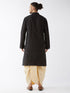 Vastramay Men's Black And Gold Silk Blend Kurta And Dhoti Set