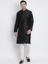 VM BY VASTRAMAY Men's Black Cotton Silk Blend Kurta and Pyjama Set