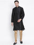 VM BY VASTRAMAY Men's Black Cotton Silk Blend Kurta and Pyjama Set