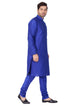 Vastramay Men's Blue Cotton Silk Blend Kurta and Pyjama Set