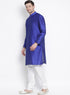 Vastramay Men's Blue Cotton Silk Blend Kurta and Pyjama Set