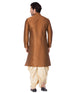 Vastramay Men's Brown Cotton Silk Blend Kurta and Dhoti Pant Set