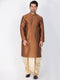 Vastramay Men's Brown Cotton Silk Blend Kurta and Dhoti Pant Set