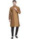 Vastramay Men's Brown Cotton Silk Blend Kurta and Pyjama Set