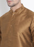 Vastramay Vastramay Men's Brown Cotton Silk Blend Kurta and Pyjama Set