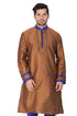 VASTRAMAY Men's Brown Cotton Silk Blend Kurta