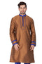 VASTRAMAY Men's Brown Cotton Silk Blend Kurta