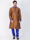 VASTRAMAY Men's Brown Silk Blend Kurta and Pyjama Set