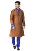 VASTRAMAY Men's Brown Cotton Silk Blend Kurta