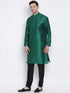 Vastramay Vastramay Men's Green Cotton Silk Blend Kurta and Pyjama Set