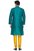 Vastramay Vastramay Men's Green Cotton Silk Blend Kurta and Pyjama Set