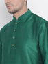 Vastramay Vastramay Men's Green Cotton Silk Blend Kurta and Pyjama Set