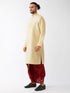 Vastramay Men's Gold And Maroon Cotton Silk Blend Kurta And Dhoti Set