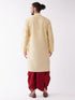 Vastramay Men's Gold And Maroon Silk Blend Kurta And Dhoti Set