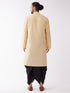 Vastramay Men's Gold Silk Blend Kurta And Black Dhoti Set