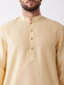 Vastramay Men's Gold Silk Blend Kurta And Black Dhoti Set
