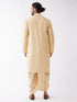 Vastramay Men's Gold Solid Silk Blend Kurta And Dhoti Set