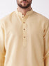 Vastramay Men's Gold Solid Silk Blend Kurta And Dhoti Set