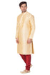 Vastramay Vastramay Men's Gold Cotton Silk Blend Kurta and Pyjama Set