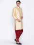 VASTRAMAY Men's Gold Cotton Silk Blend Sherwani Set