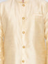 VASTRAMAY Men's Gold Cotton Silk Blend Sherwani Set