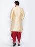 VASTRAMAY Men's Gold Cotton Silk Blend Sherwani Set