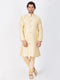 VASTRAMAY Men's Gold Silk Blend Sherwani Set