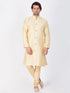 VASTRAMAY Men's Gold Silk Blend Sherwani Set