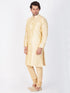 VASTRAMAY Men's Gold Silk Blend Sherwani Set