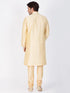 VASTRAMAY Men's Gold Silk Blend Sherwani Set