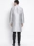 Vastramay Vastramay Men's Grey Cotton Silk Blend Kurta and Pyjama Set