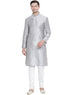 Vastramay Men's Grey Cotton Silk Blend Kurta and Pyjama Set