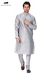 Vastramay Men's Grey Cotton Silk Blend Kurta and Pyjama Set
