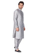 Vastramay Men's Grey Cotton Silk Blend Kurta and Pyjama Set