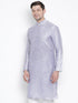 Vastramay Men's Light Blue Cotton Silk Blend Kurta