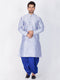 Vastramay Men's Light Blue Cotton Silk Blend Kurta and Dhoti Pant Set