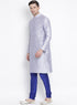 Vastramay Vastramay Men's Light Blue Cotton Silk Blend Kurta and Pyjama Set