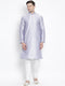 Vastramay Men's Light Blue Cotton Silk Blend Kurta and Pyjama Set